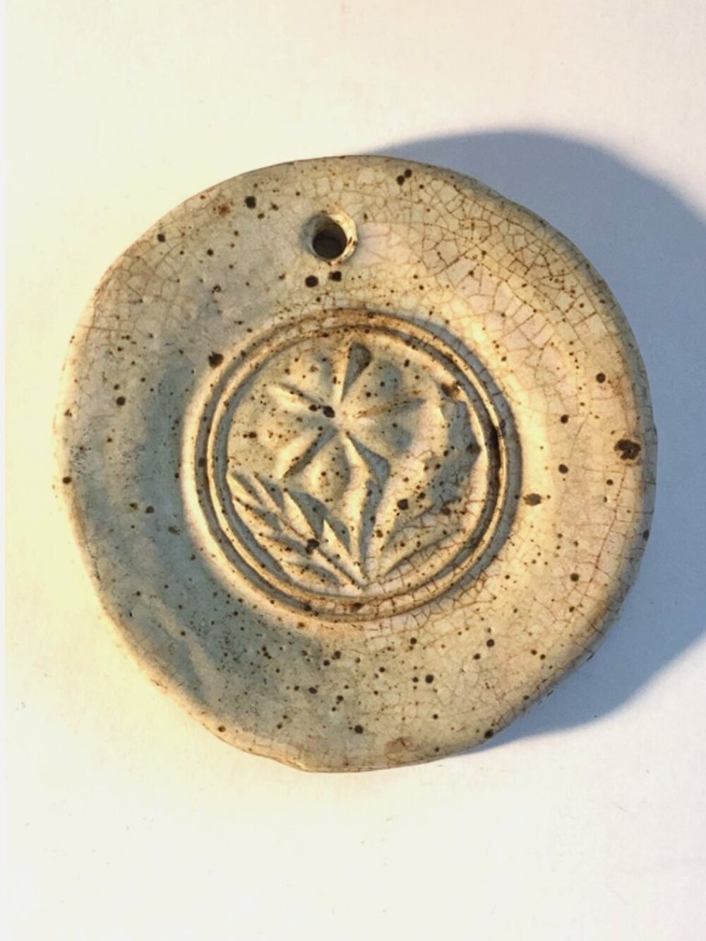 Wendland Pottery Floral Stamp Wall Plaque Monkton Vermont - 5"